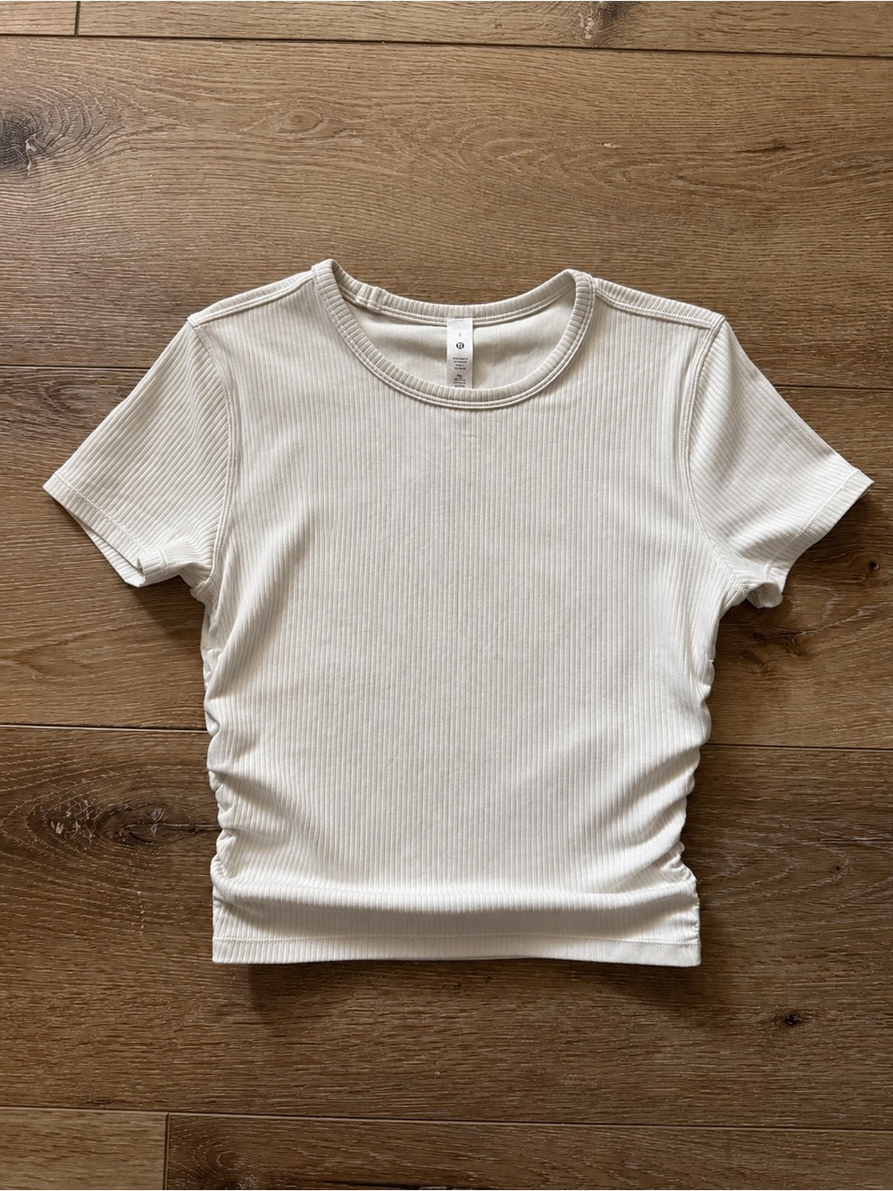 Lululemon All It Takes Short Sleeve Ribbed Tee in Bone